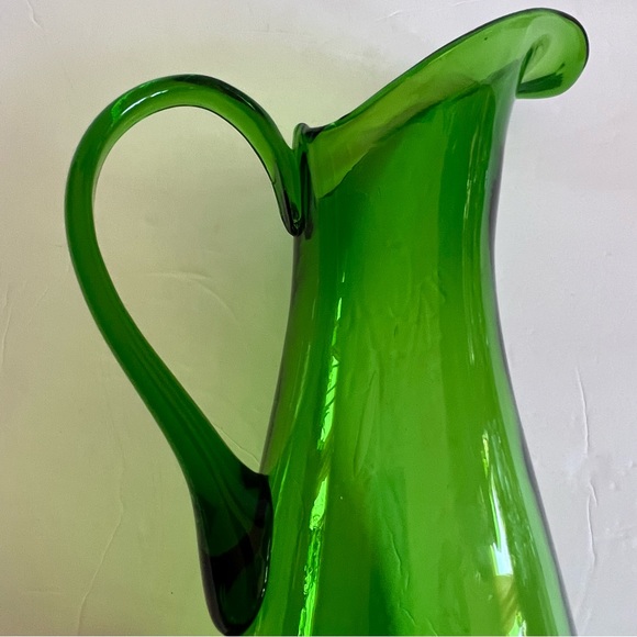 Vintage Hand Blown Green Glass Pitcher 19” - Picture 10 of 15